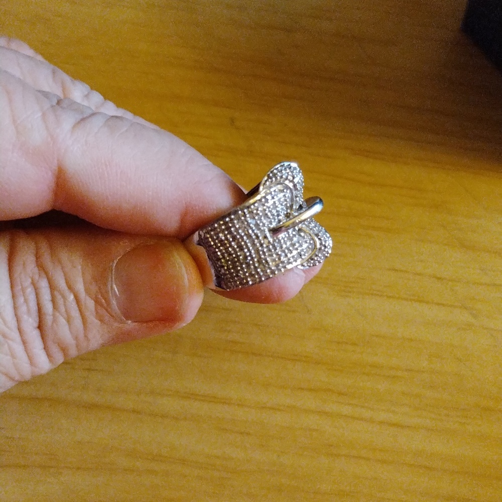 Diamond Buckle Ring in Silver - Picture 7 of 9